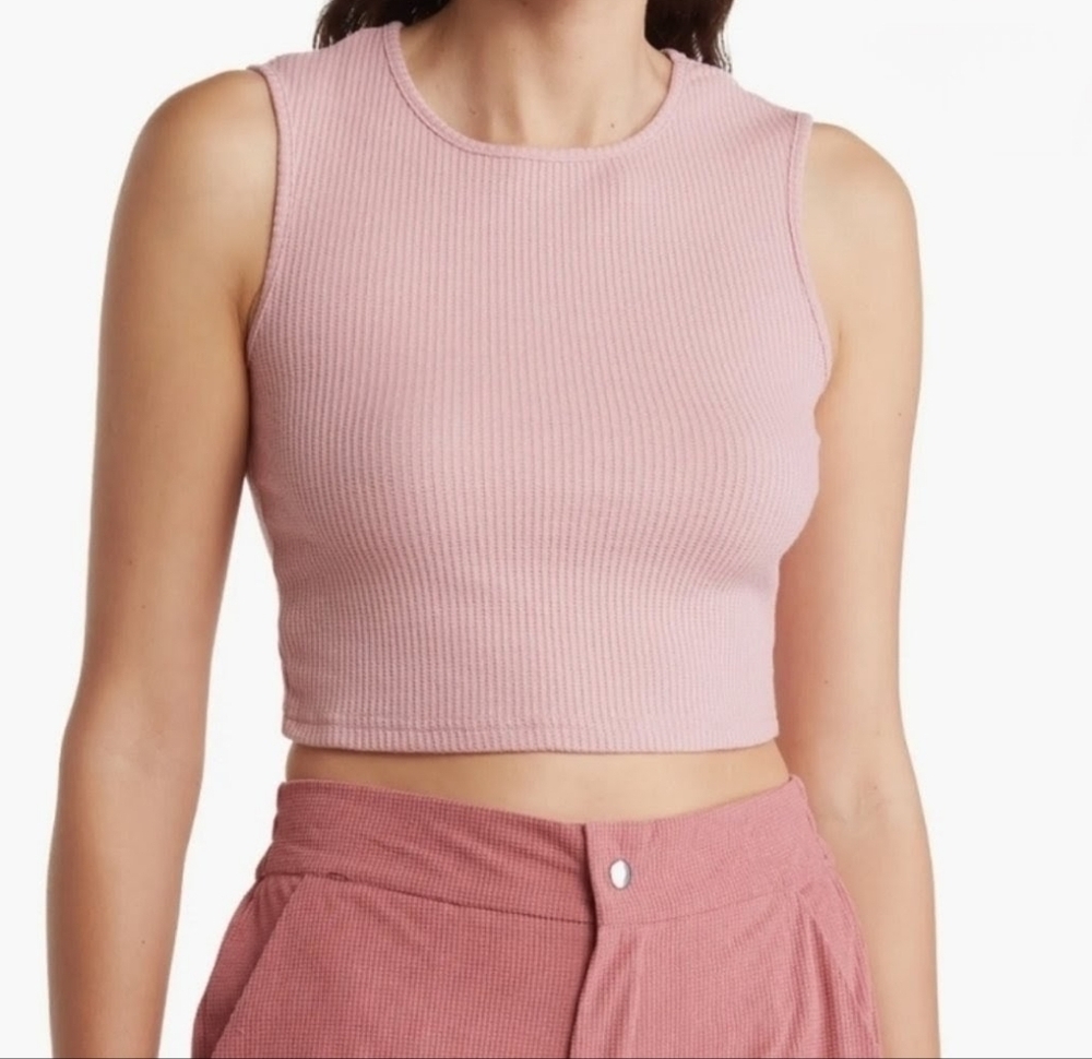 Area Stars Waffle Knit Crop Tank Top, Mauve